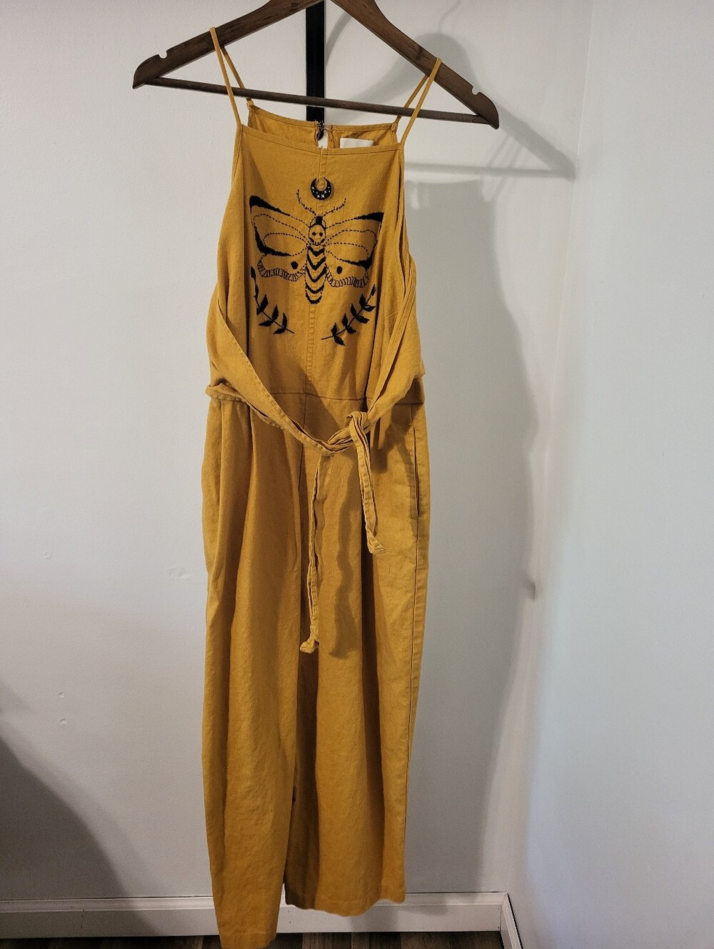 Embroidered Greylin Mustard Jumpsuit